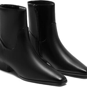Womens Faux Leather Ankle Boots 1.42in Low Heel Side Zipper Dressy Casual